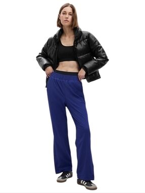 gapfit snap-hem fleece-lined sweatpants blue size M